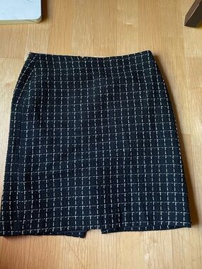 Karl Lagerfeld Black Pencil Skirt with White Windowpane